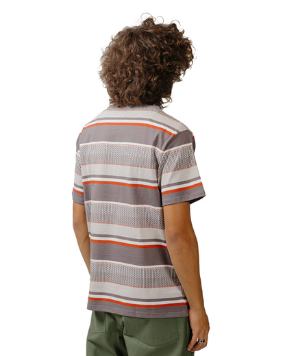 The Real McCoy's MC24017 Jacquard Knit Stripe Tee Gray model back