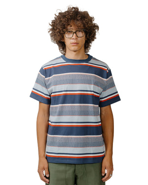 The Real McCoy's MC24017 Jacquard Knit Stripe Tee Navy model front