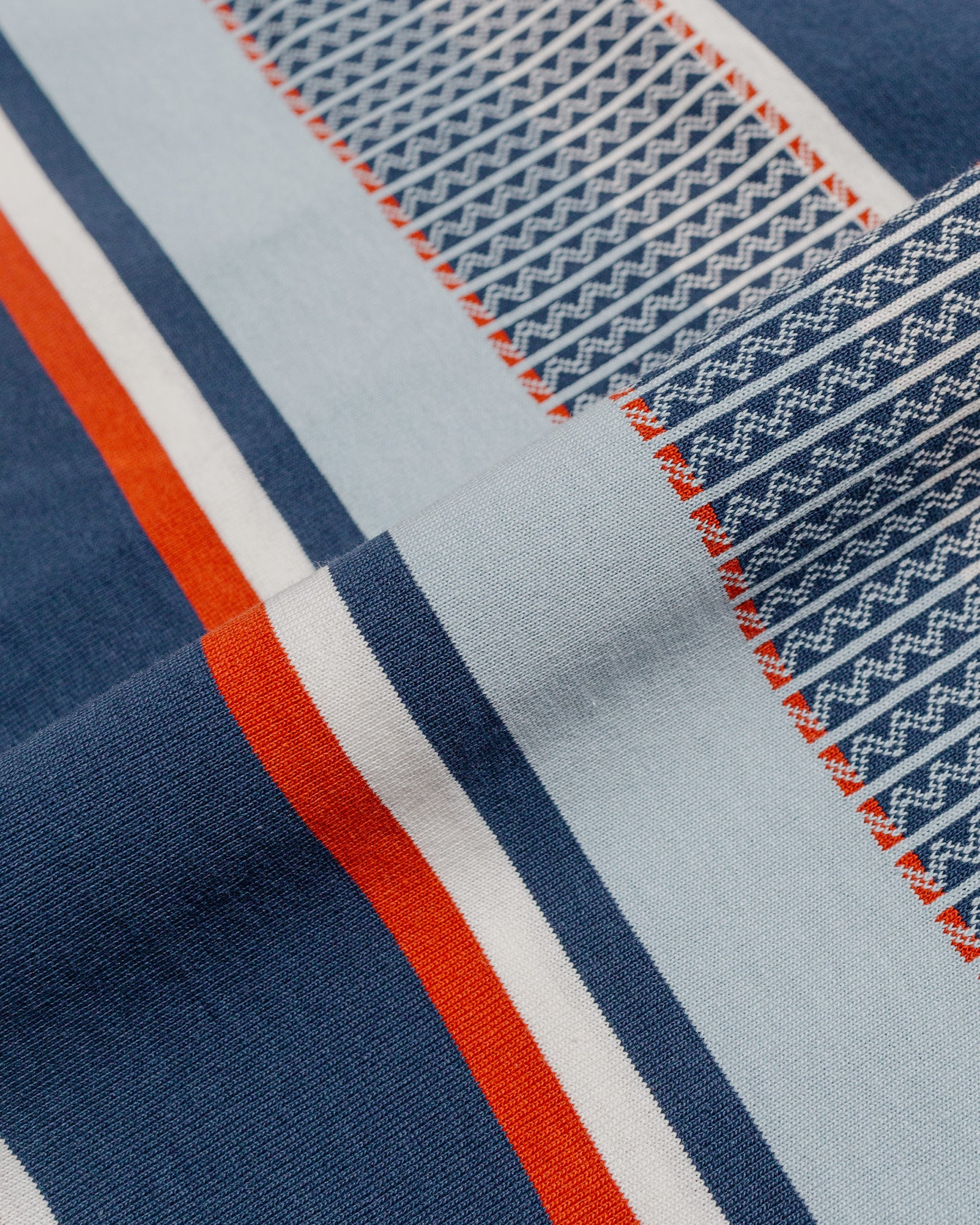 The Real McCoy's MC24017 Jacquard Knit Stripe Tee Navy fabric