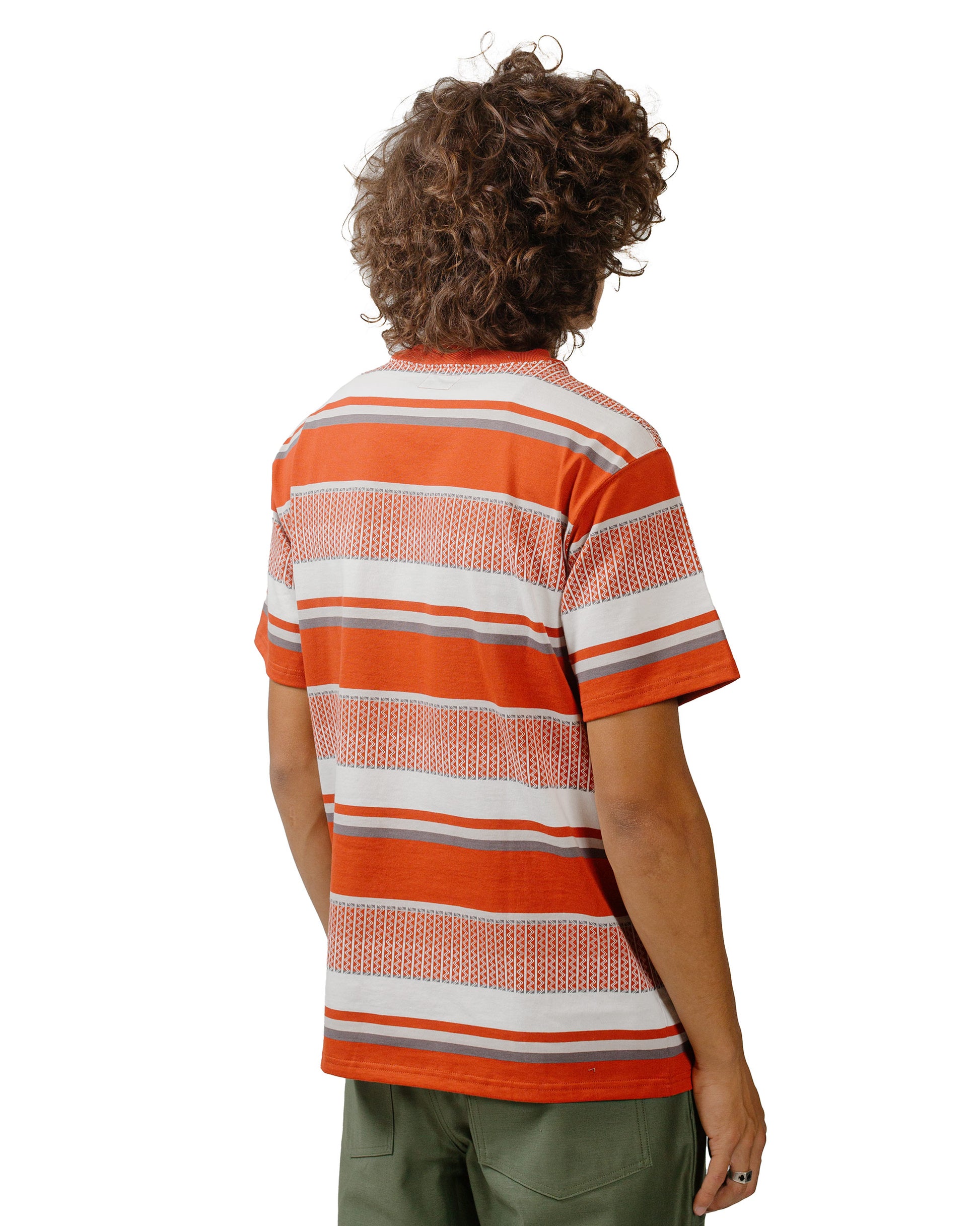 The Real McCoy's MC24017 Jacquard Knit Stripe Tee Red model back