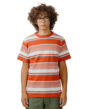 The Real McCoy's MC24017 Jacquard Knit Stripe Tee Red model front