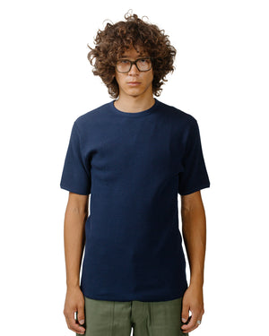 The Real McCoy's MC24018 Waffle Thermal Shirt S/S Navy model front