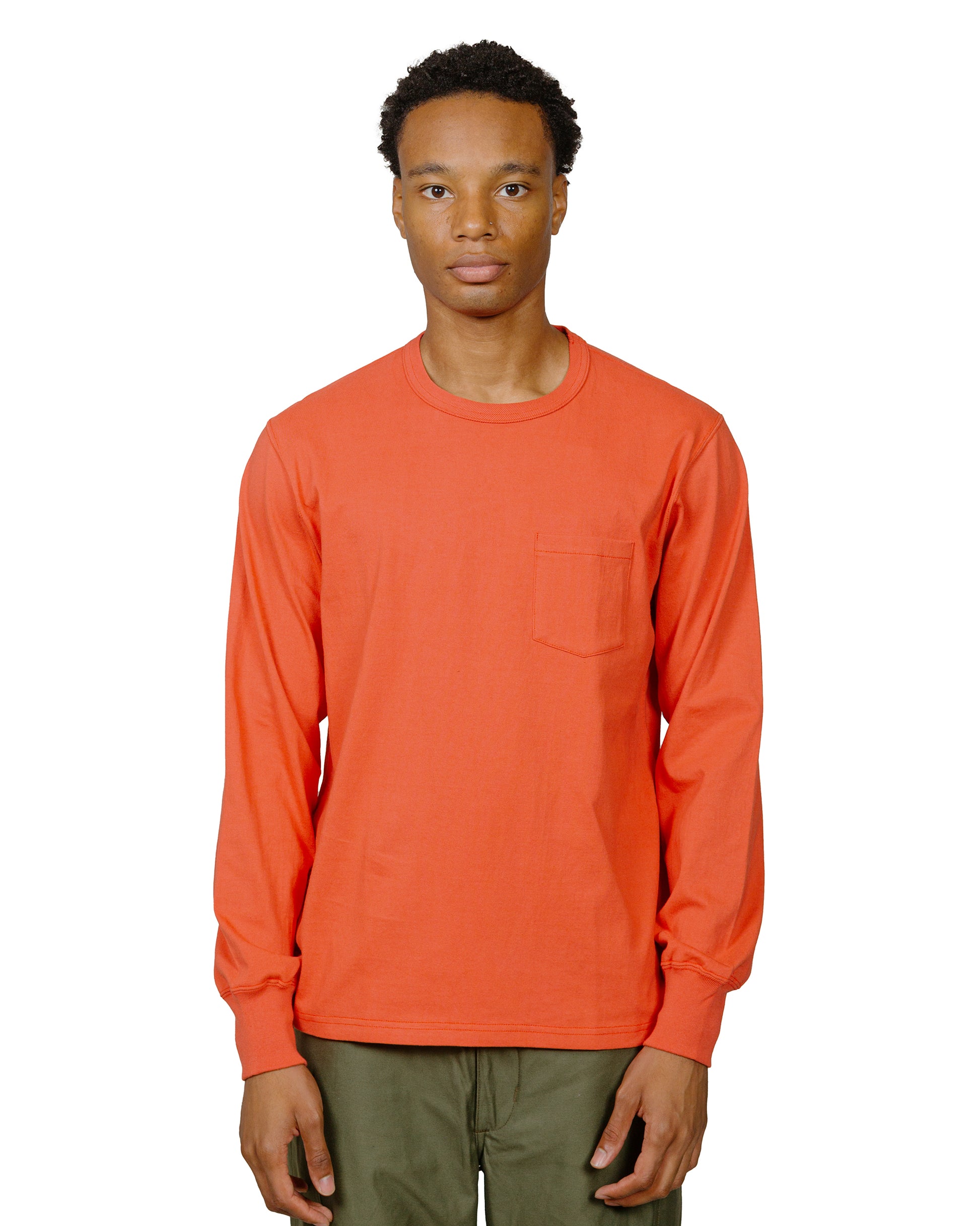 The Real McCoy's MC24019 Pocket Tee LS Scarlet model front