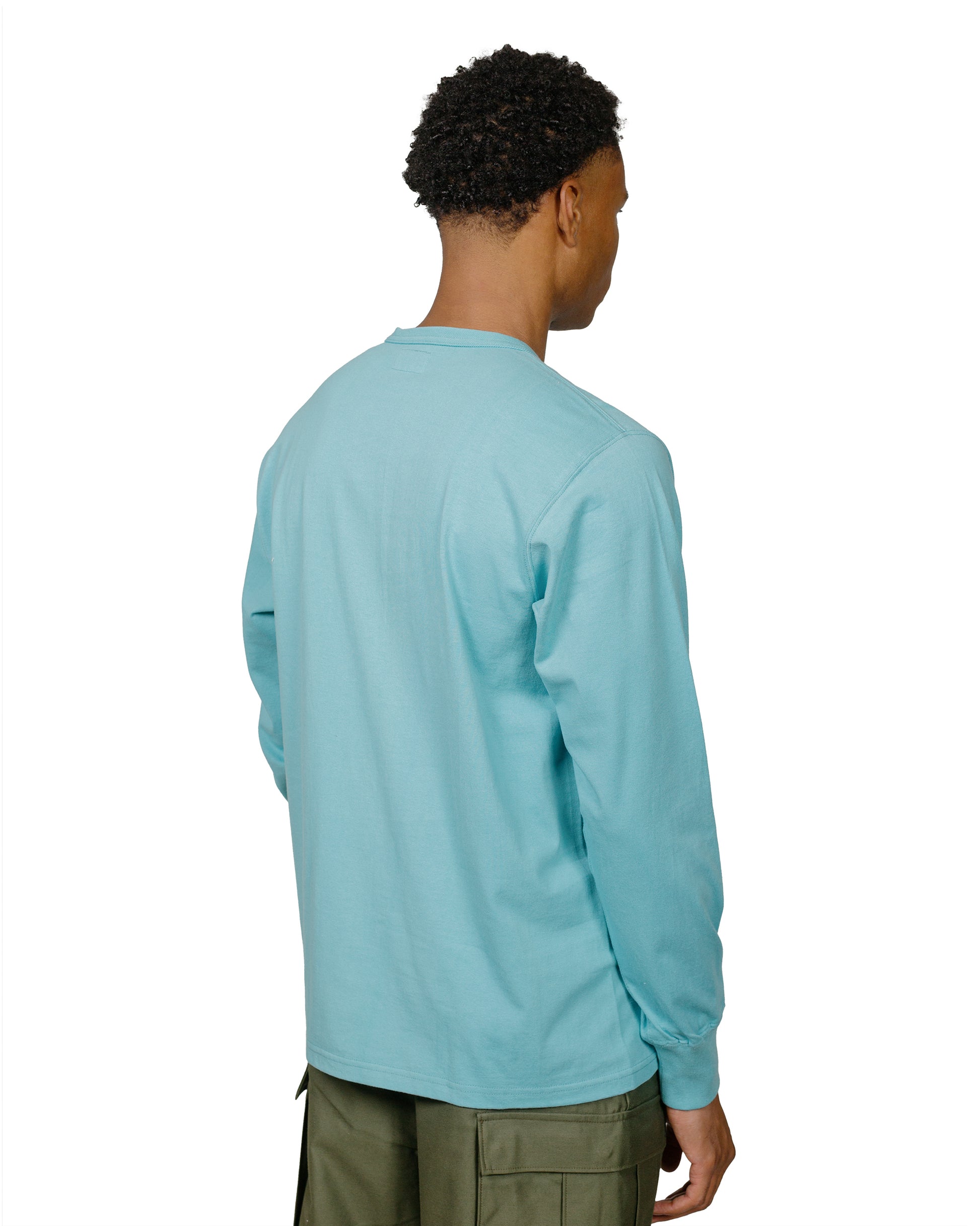 The Real McCoy's MC24019 Pocket Tee LS Teal model back