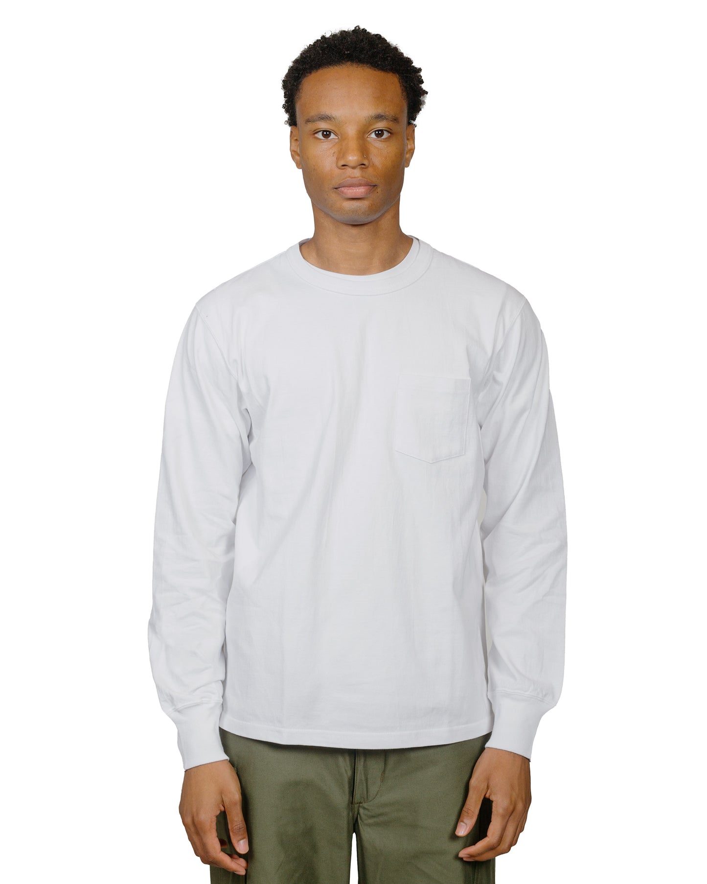 The Real McCoy's MC24019 Pocket Tee LS White model front