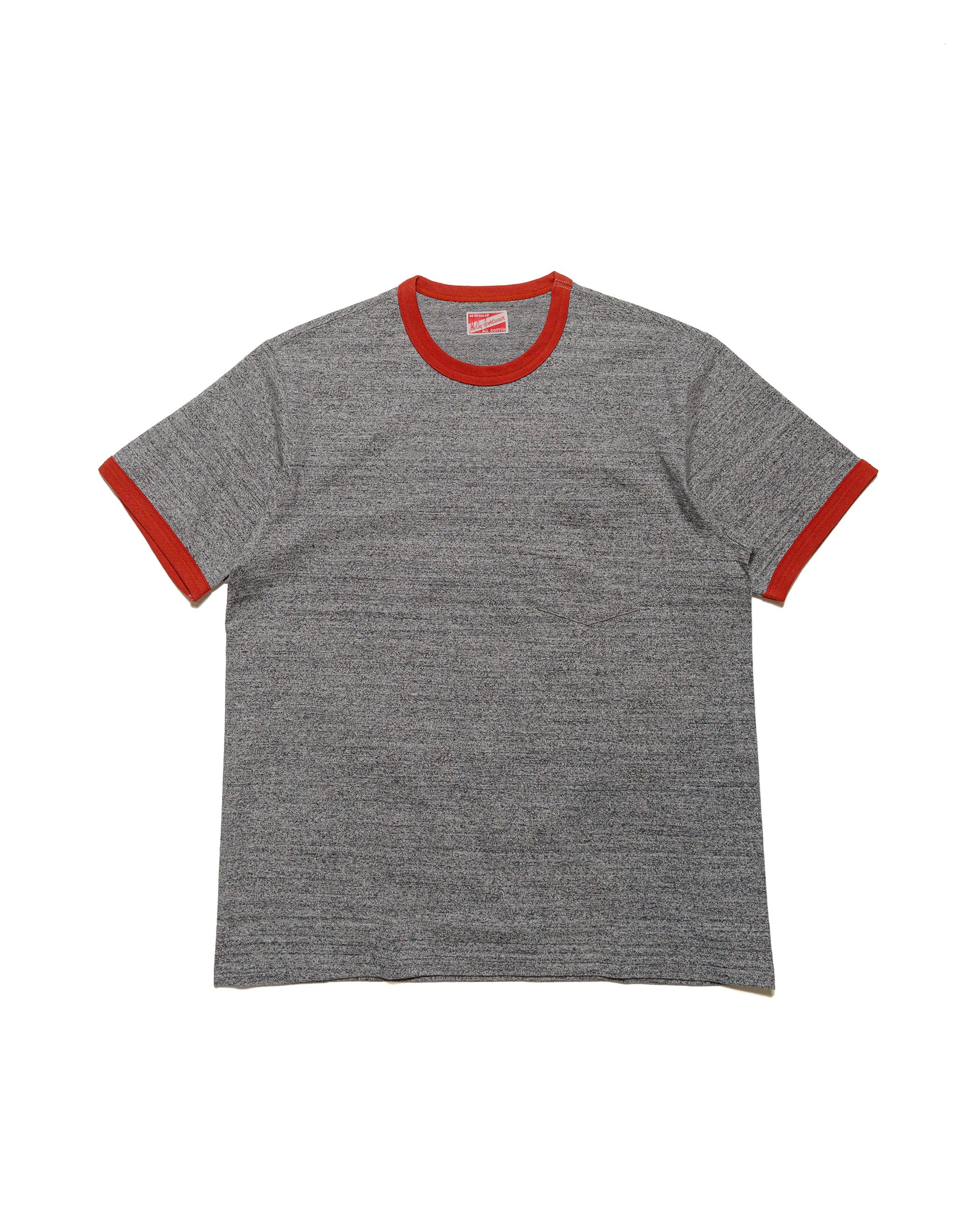 The Real McCoy's MC24020 Pocket Tee  Heather Gray, Ringer GrayCherry