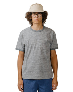 The Real McCoy's MC24020 Pocket Tee / Heather Gray, Ringer Gray/Teal model front