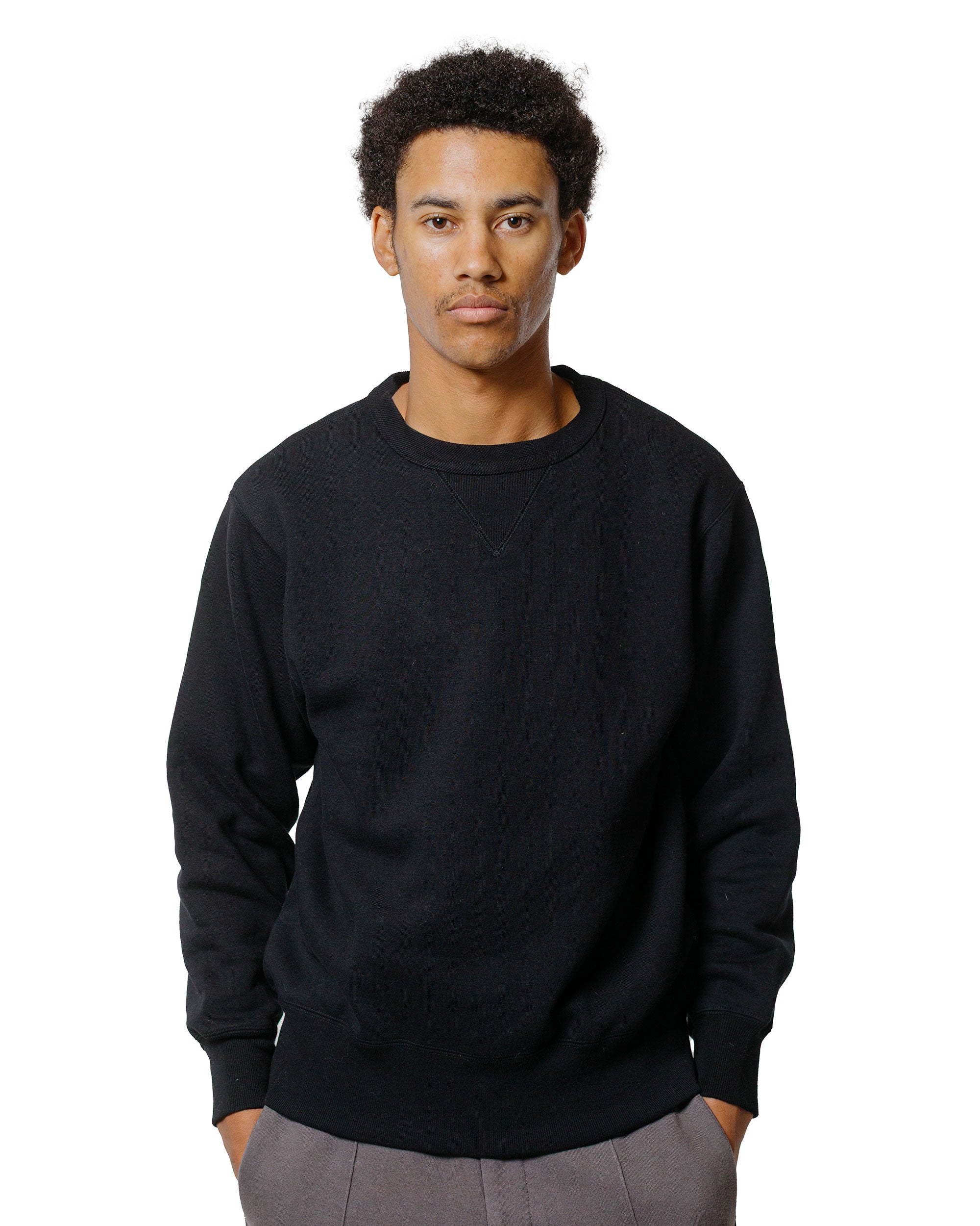 The Real McCoy's MC24113 10 Oz. Loopwheel Crewneck Sweatshirt Black