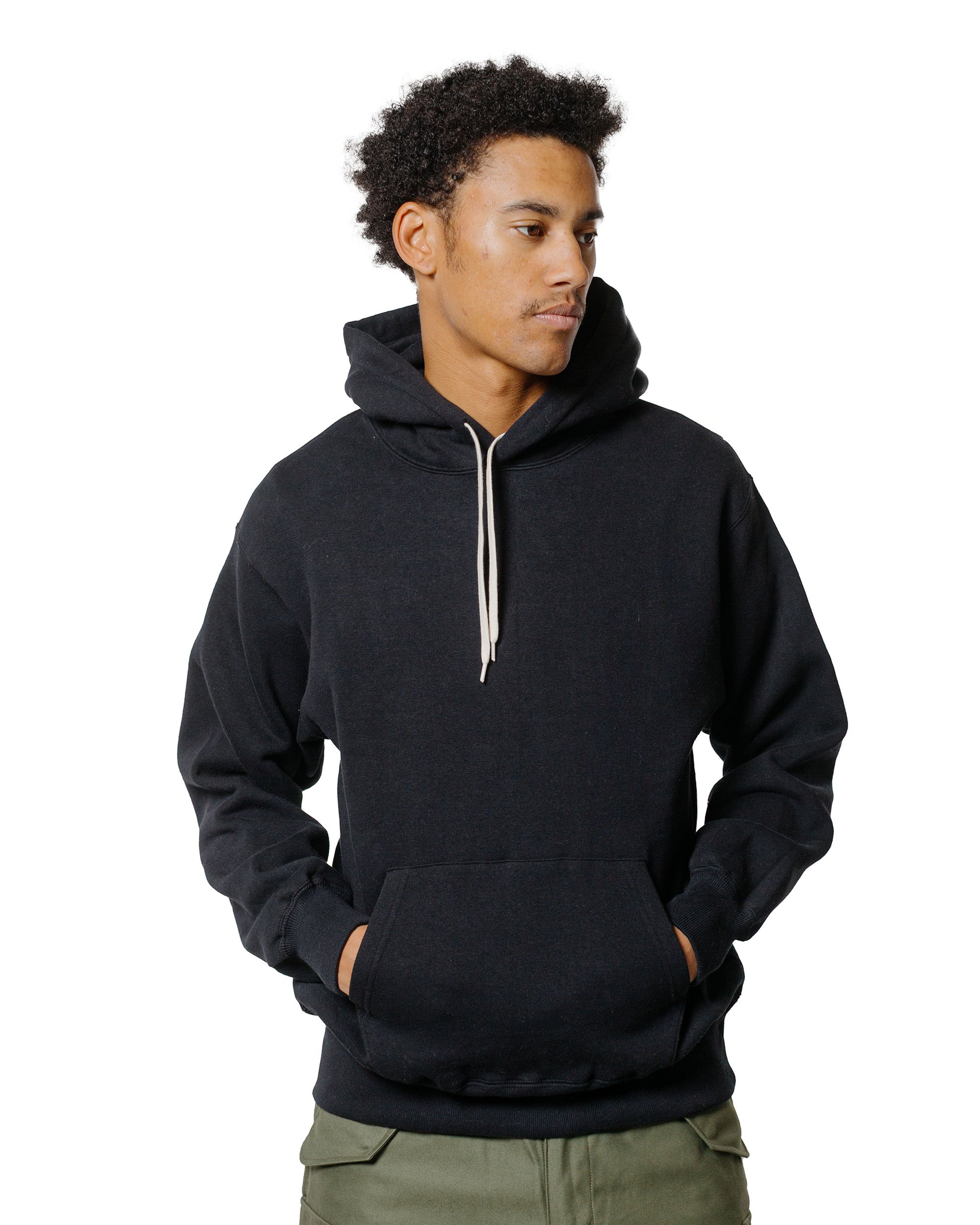 The Real McCoy’s MC24114 10 Oz. Loopwheel Hooded Sweatshirt Black