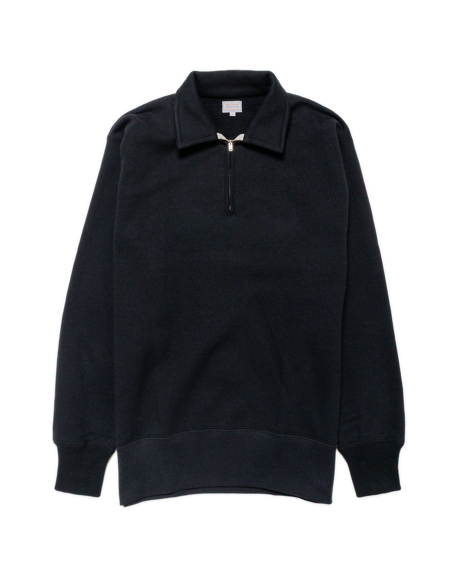 The Real McCoy’s MC24115 10 Oz. Loopwheel 1/4 Zip Sweatshirt Black