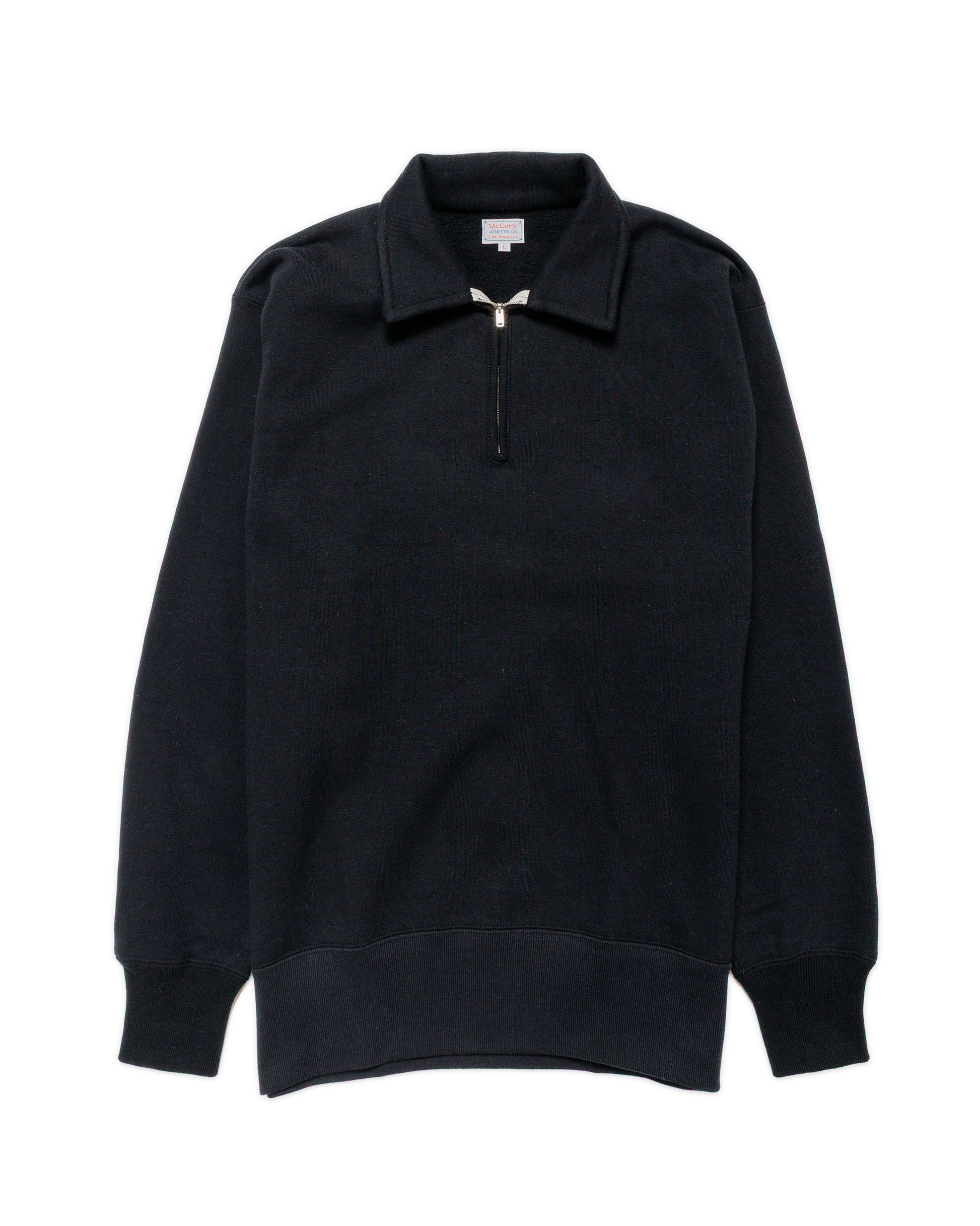 The Real McCoy’s MC24115 10 Oz. Loopwheel 1/4 Zip Sweatshirt Black