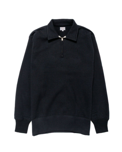 The Real McCoy’s MC24115 10 Oz. Loopwheel 1/4 Zip Sweatshirt Black