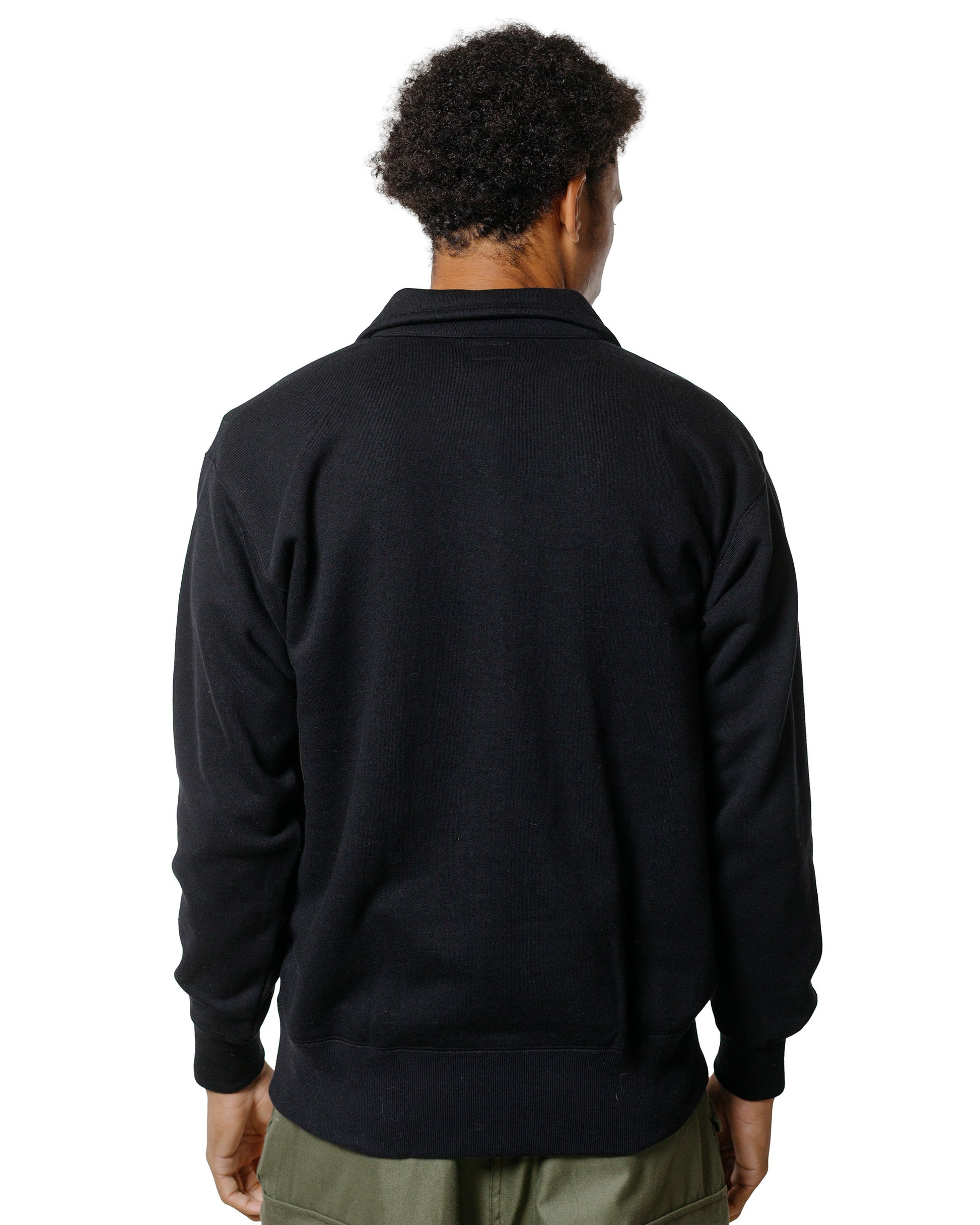 The Real McCoy’s MC24115 10 Oz. Loopwheel 1/4 Zip Sweatshirt Black