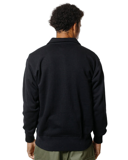 The Real McCoy’s MC24115 10 Oz. Loopwheel 1/4 Zip Sweatshirt Black