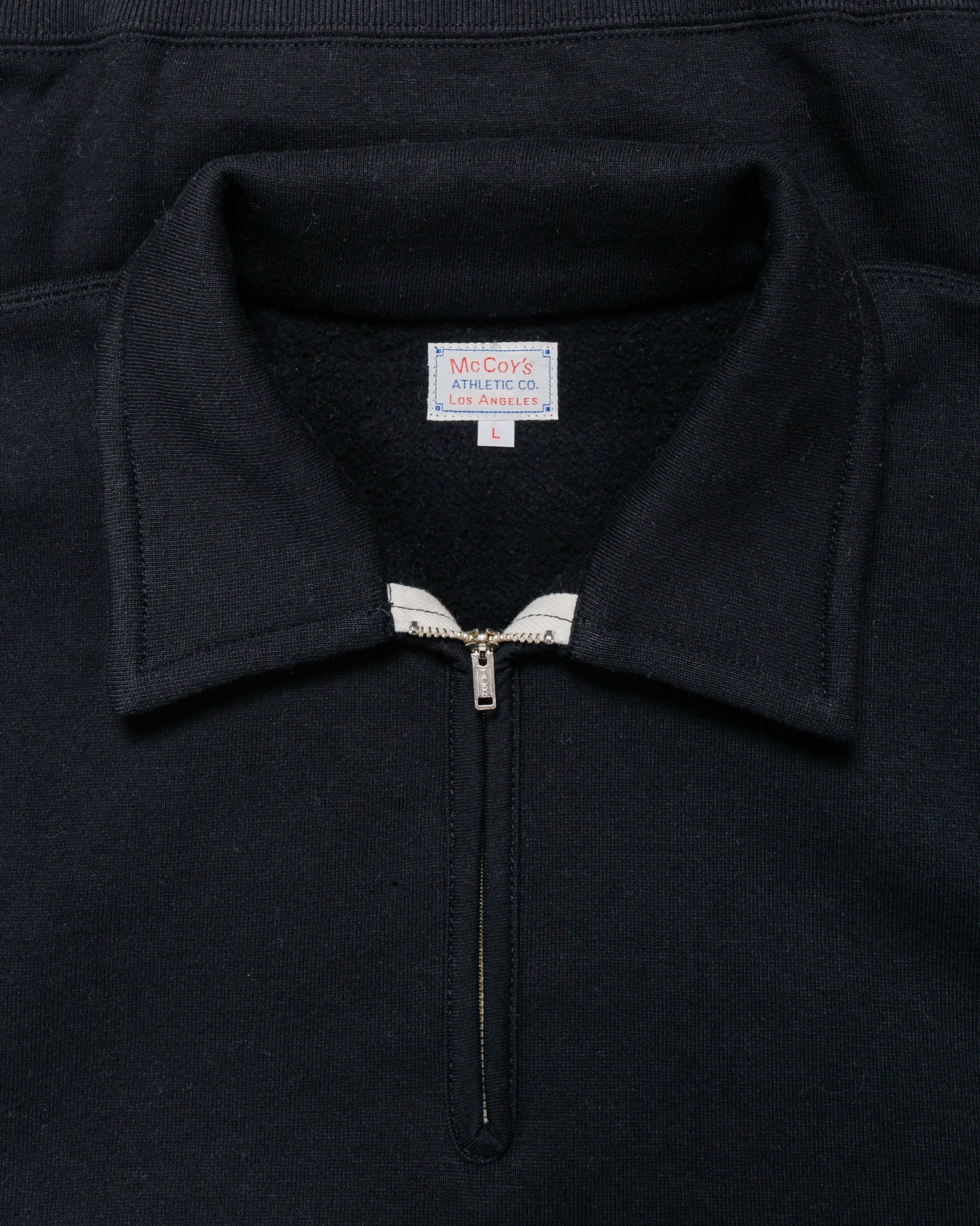 The Real McCoy’s MC24115 10 Oz. Loopwheel 1/4 Zip Sweatshirt Black