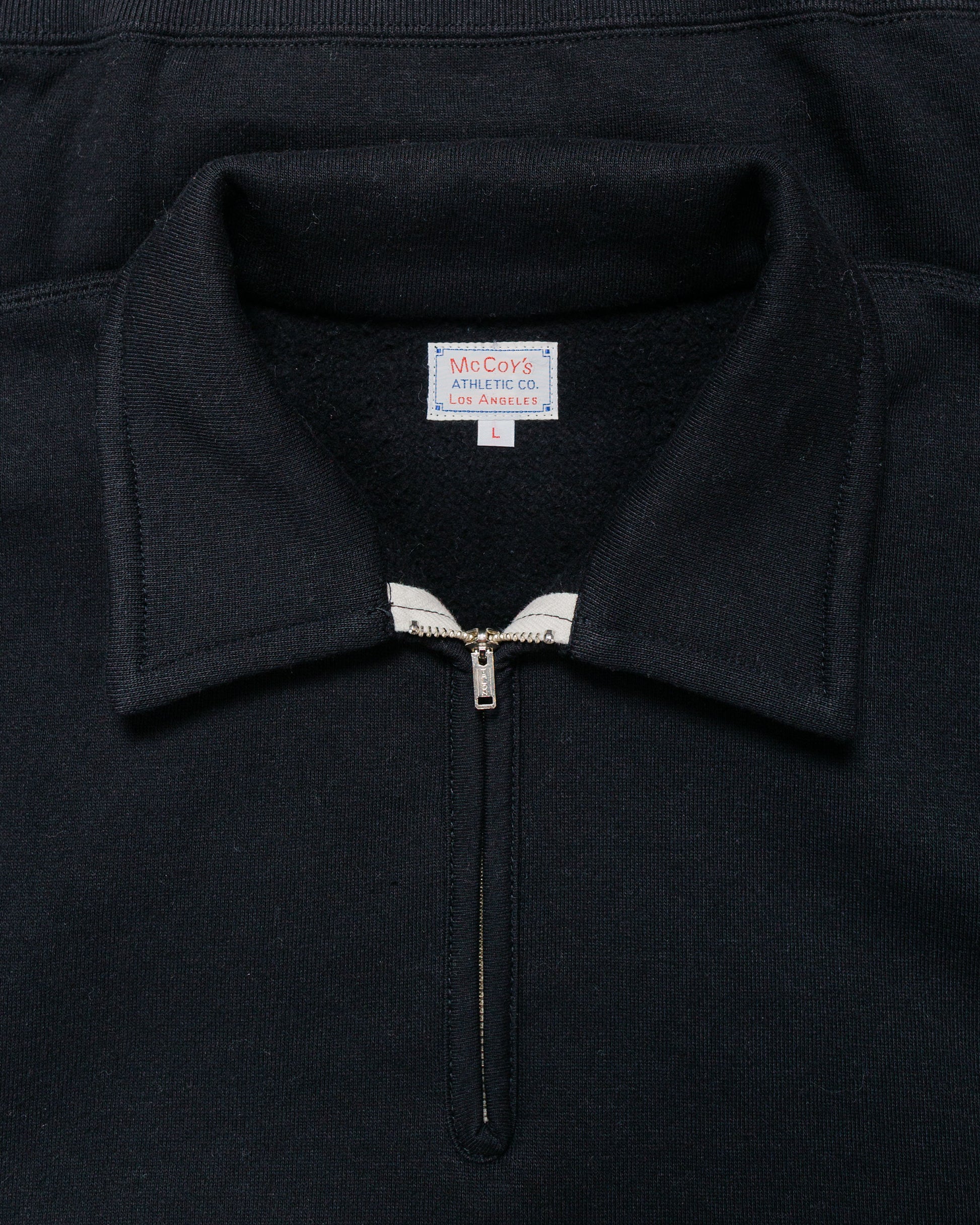 The Real McCoy’s MC24115 10 Oz. Loopwheel 1/4 Zip Sweatshirt Black