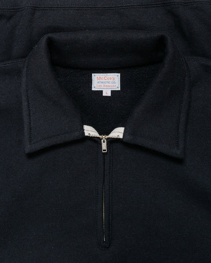 The Real McCoy’s MC24115 10 Oz. Loopwheel 1/4 Zip Sweatshirt Black