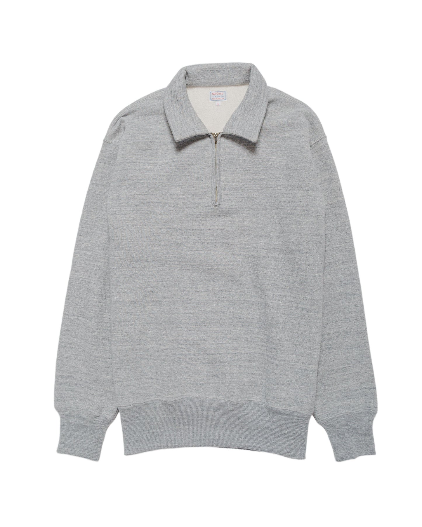 The Real McCoy’s MC24115 10 Oz. Loopwheel 1/4 Zip Sweatshirt Gray