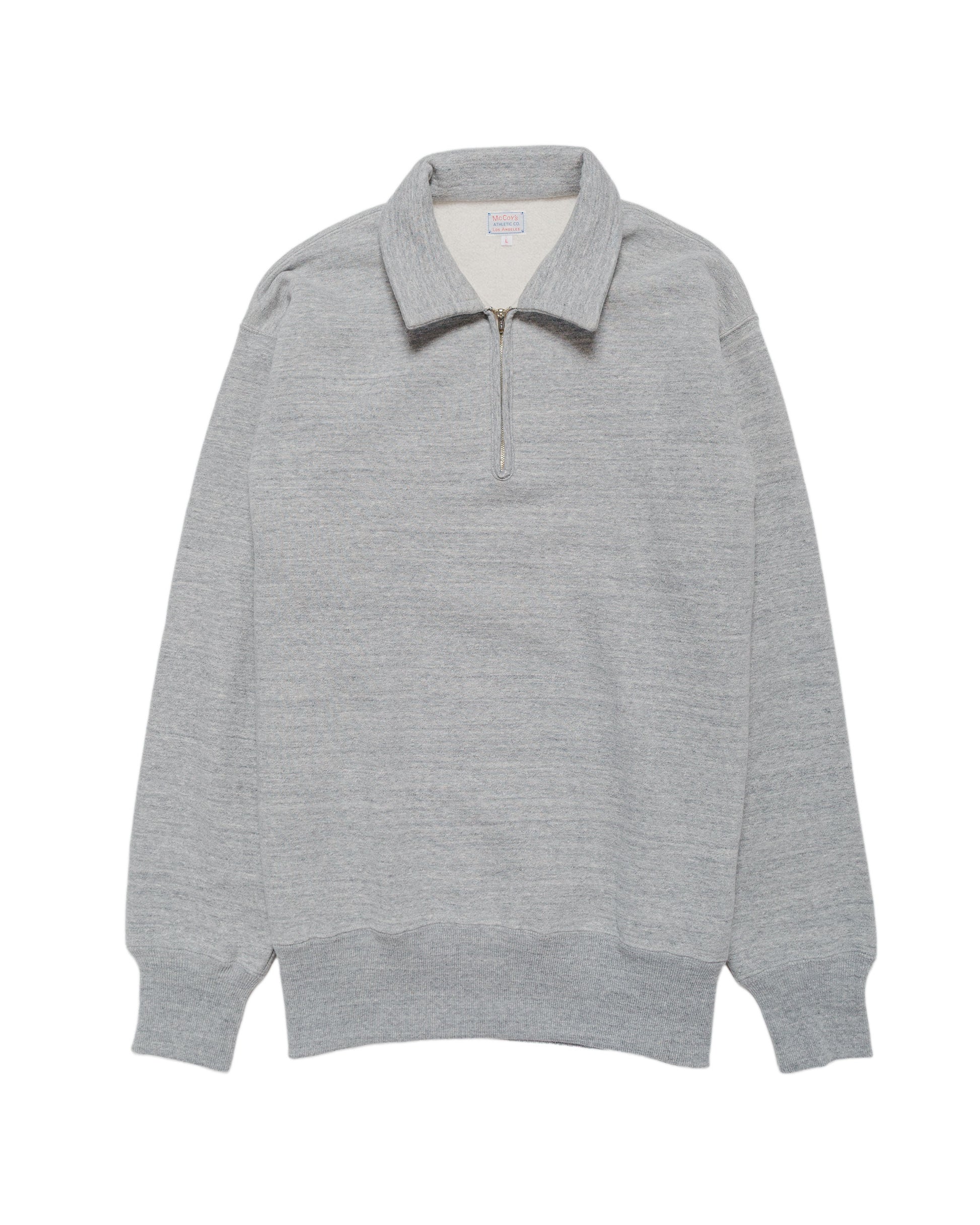 The Real McCoy’s MC24115 10 Oz. Loopwheel 1/4 Zip Sweatshirt Gray