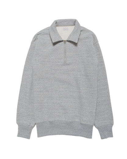 The Real McCoy’s MC24115 10 Oz. Loopwheel 1/4 Zip Sweatshirt Gray