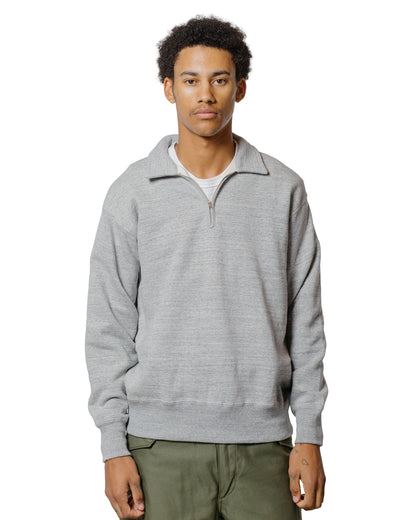 The Real McCoy’s MC24115 10 Oz. Loopwheel 1/4 Zip Sweatshirt Gray