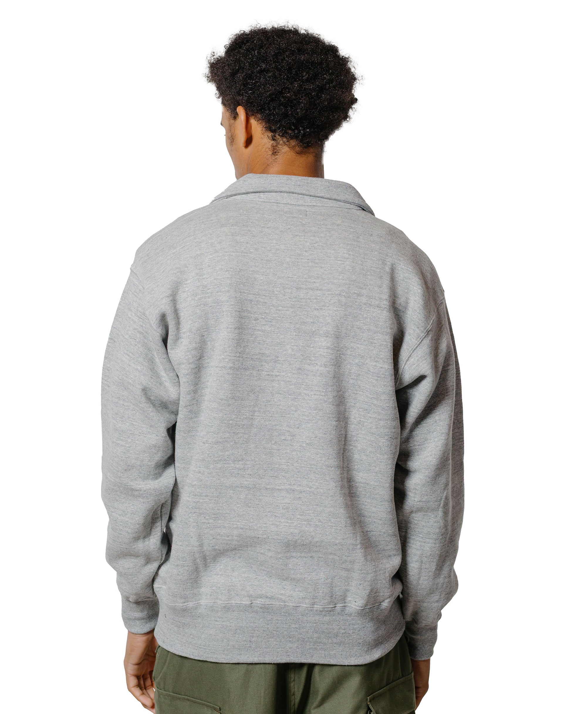 The Real McCoy’s MC24115 10 Oz. Loopwheel 1/4 Zip Sweatshirt Gray
