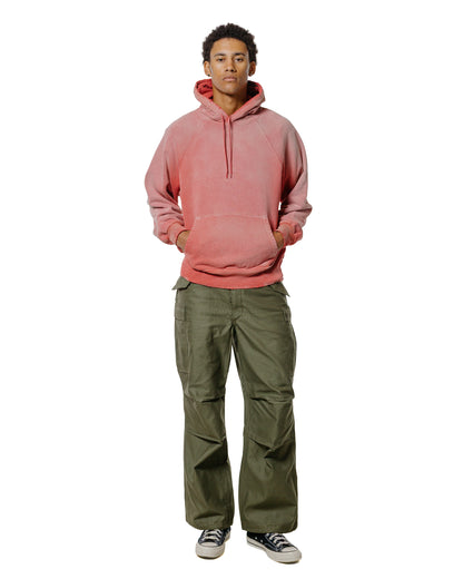 The Real McCoy’s MC24119 9 Oz. Loopwheel Raglan Hooded Sweatshirt Faded Cherry