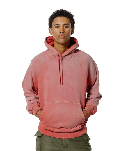 The Real McCoy’s MC24119 9 Oz. Loopwheel Raglan Hooded Sweatshirt Faded Cherry