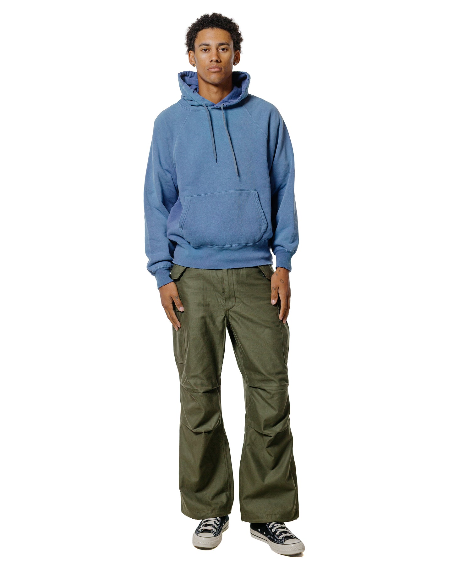 The Real McCoy’s MC24119 9 Oz. Loopwheel Raglan Hooded Sweatshirt MQ Navy