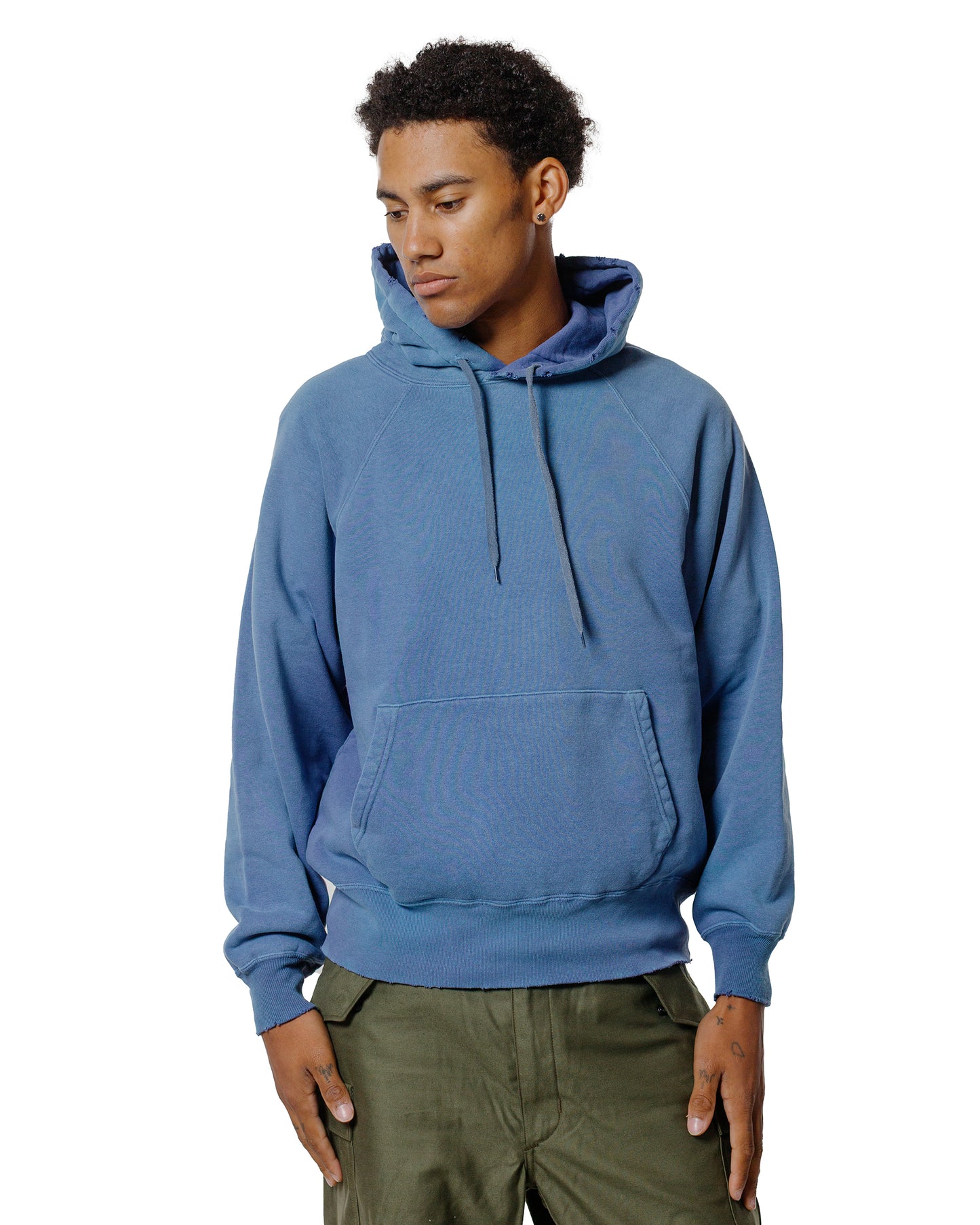 The Real McCoy’s MC24119 9 Oz. Loopwheel Raglan Hooded Sweatshirt MQ Navy