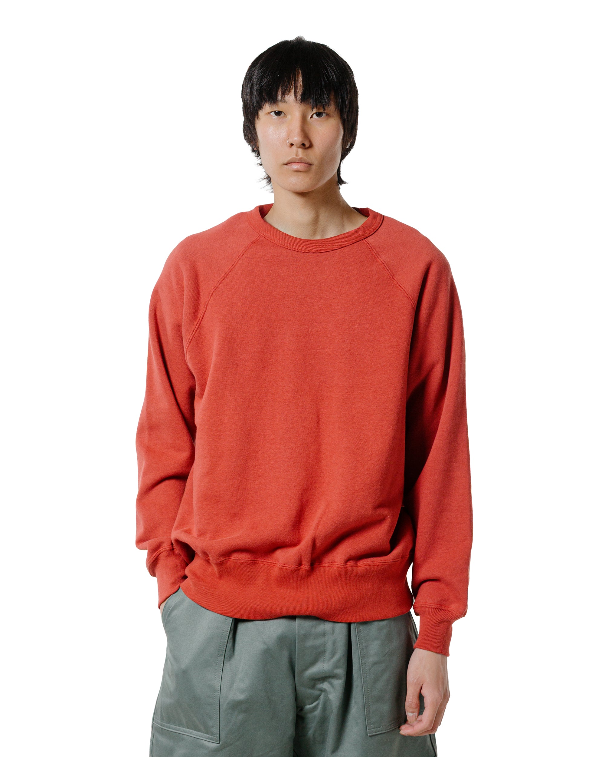 The Real McCoy's MC24117 9 Oz. Loopwheel Raglan Sweatshirt Cherry
