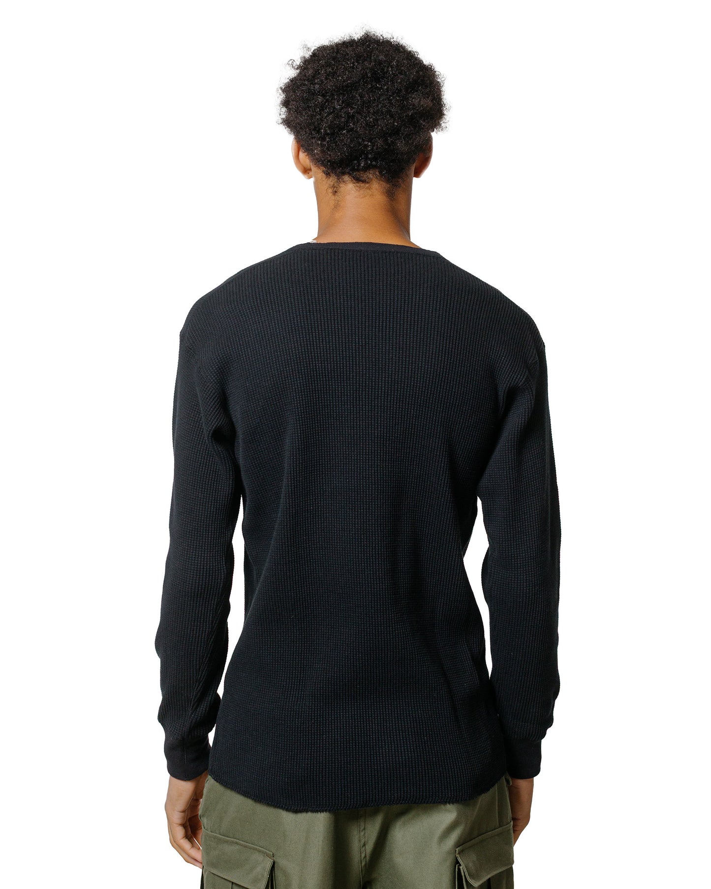The Real McCoy's MC24122 Waffle Thermal Henley Undershirt L/S Black