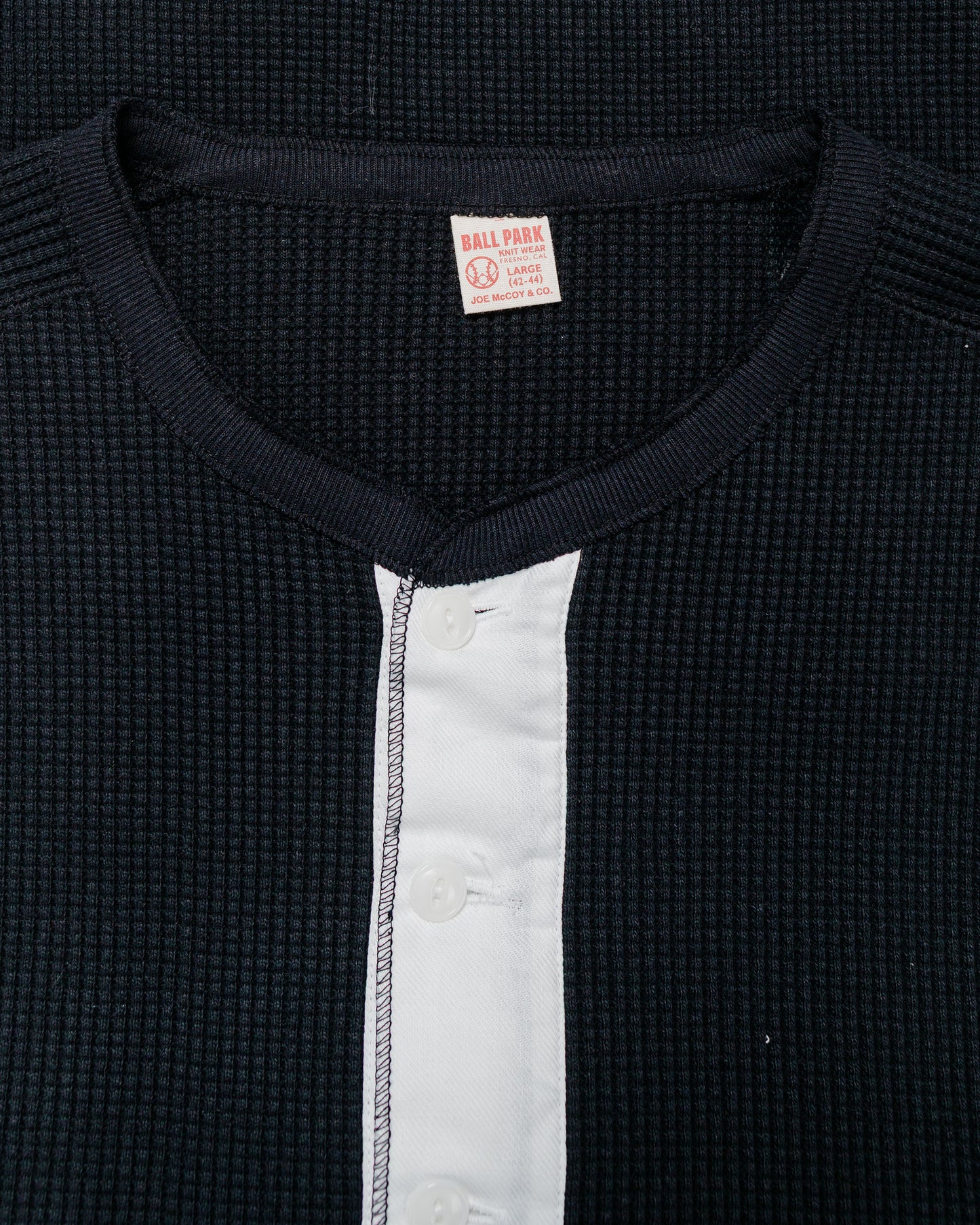 The Real McCoy's MC24122 Waffle Thermal Henley Undershirt L/S Black