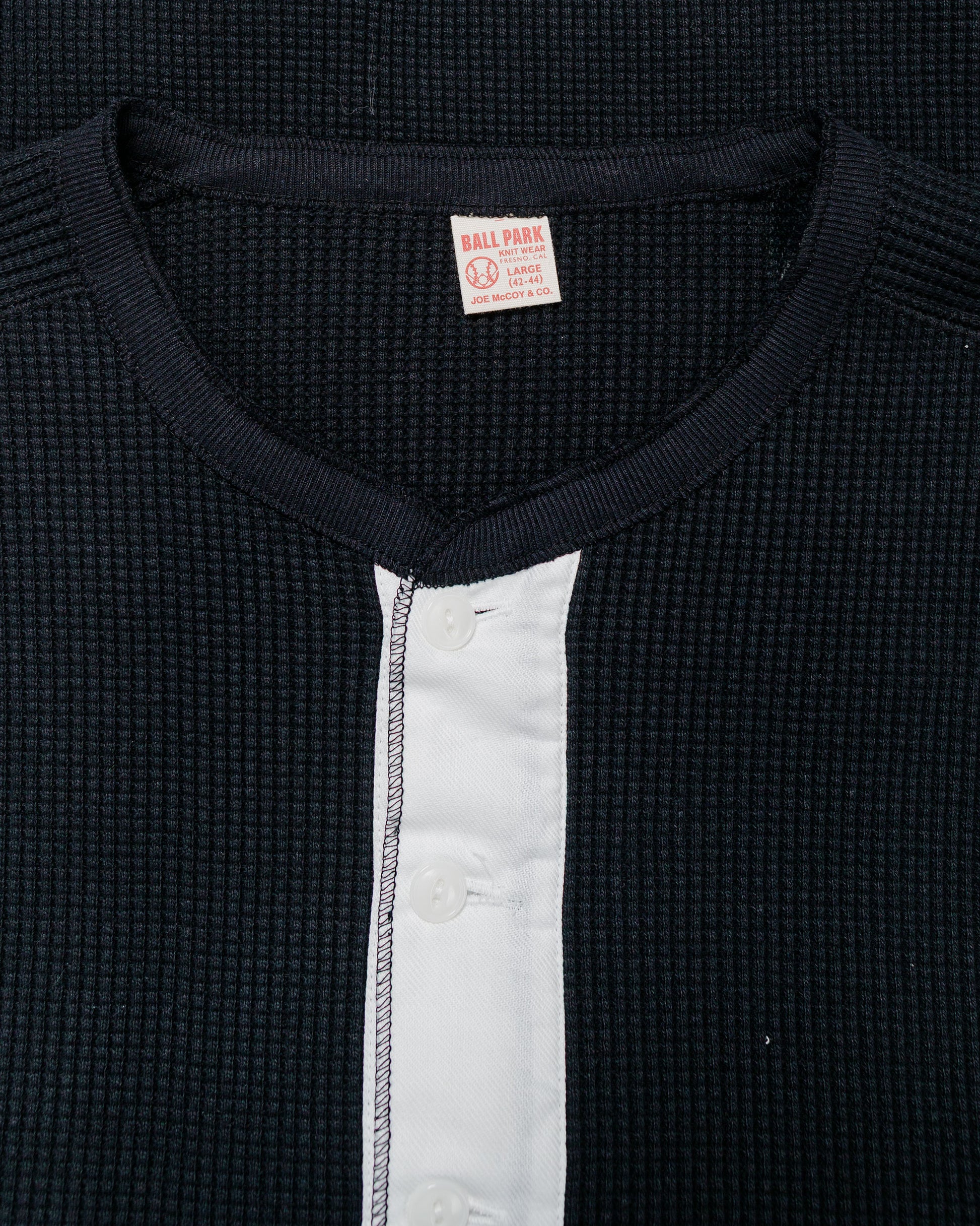 The Real McCoy's MC24122 Waffle Thermal Henley Undershirt L/S Black