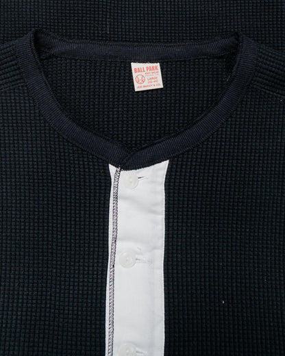 The Real McCoy's MC24122 Waffle Thermal Henley Undershirt L/S Black