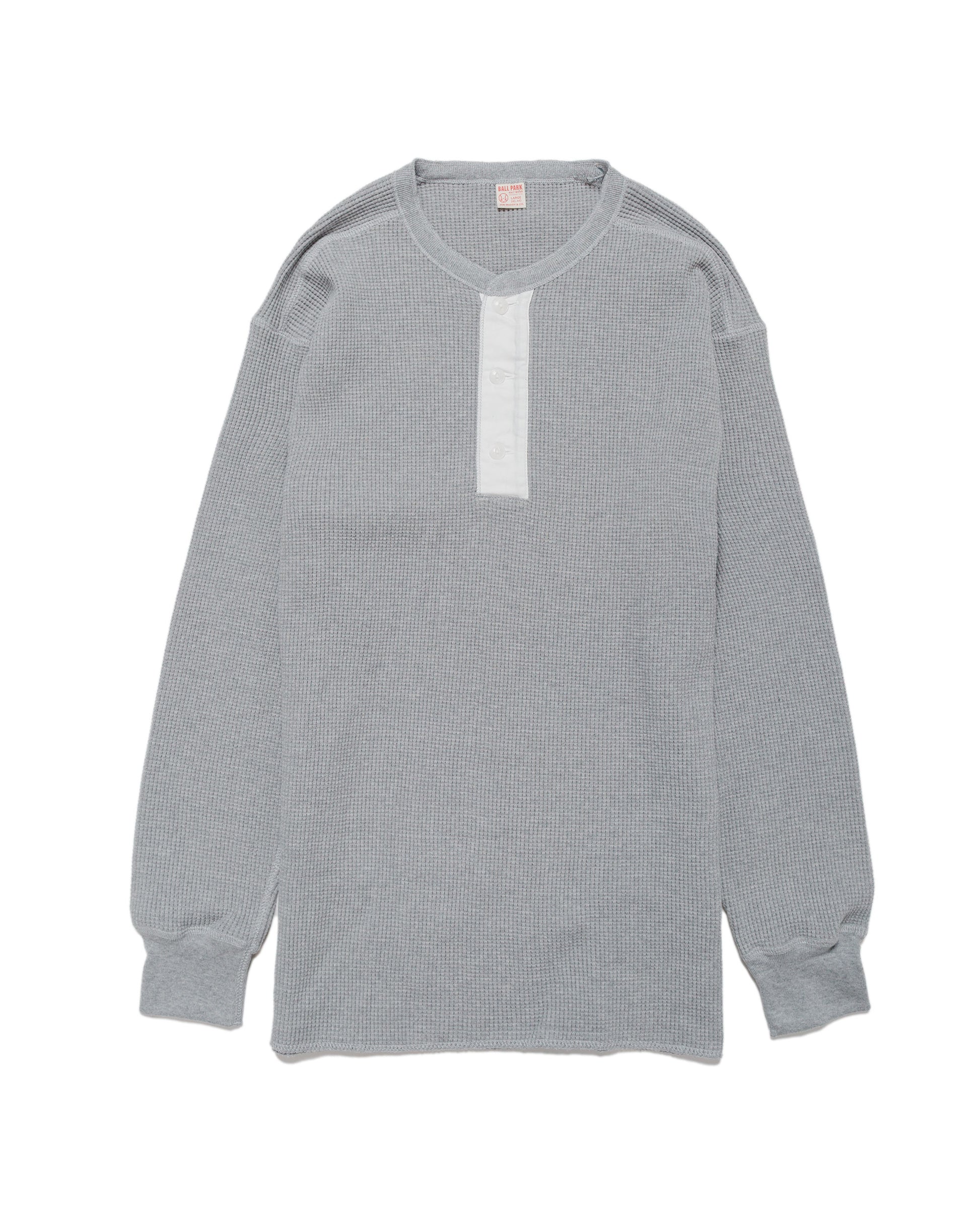 The Real McCoy's MC24122 Waffle Thermal Henley Undershirt L/S Medium Gray