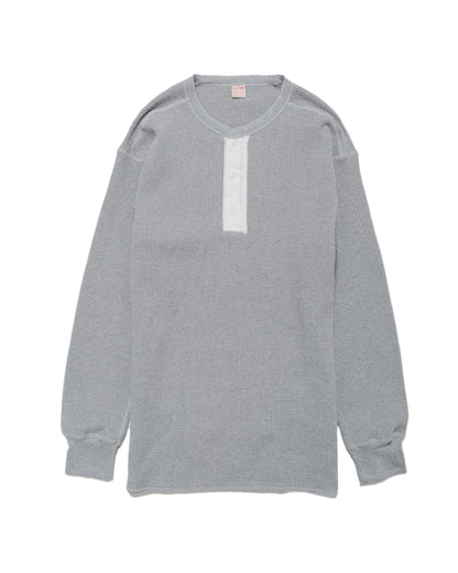 The Real McCoy's MC24122 Waffle Thermal Henley Undershirt L/S Medium Gray
