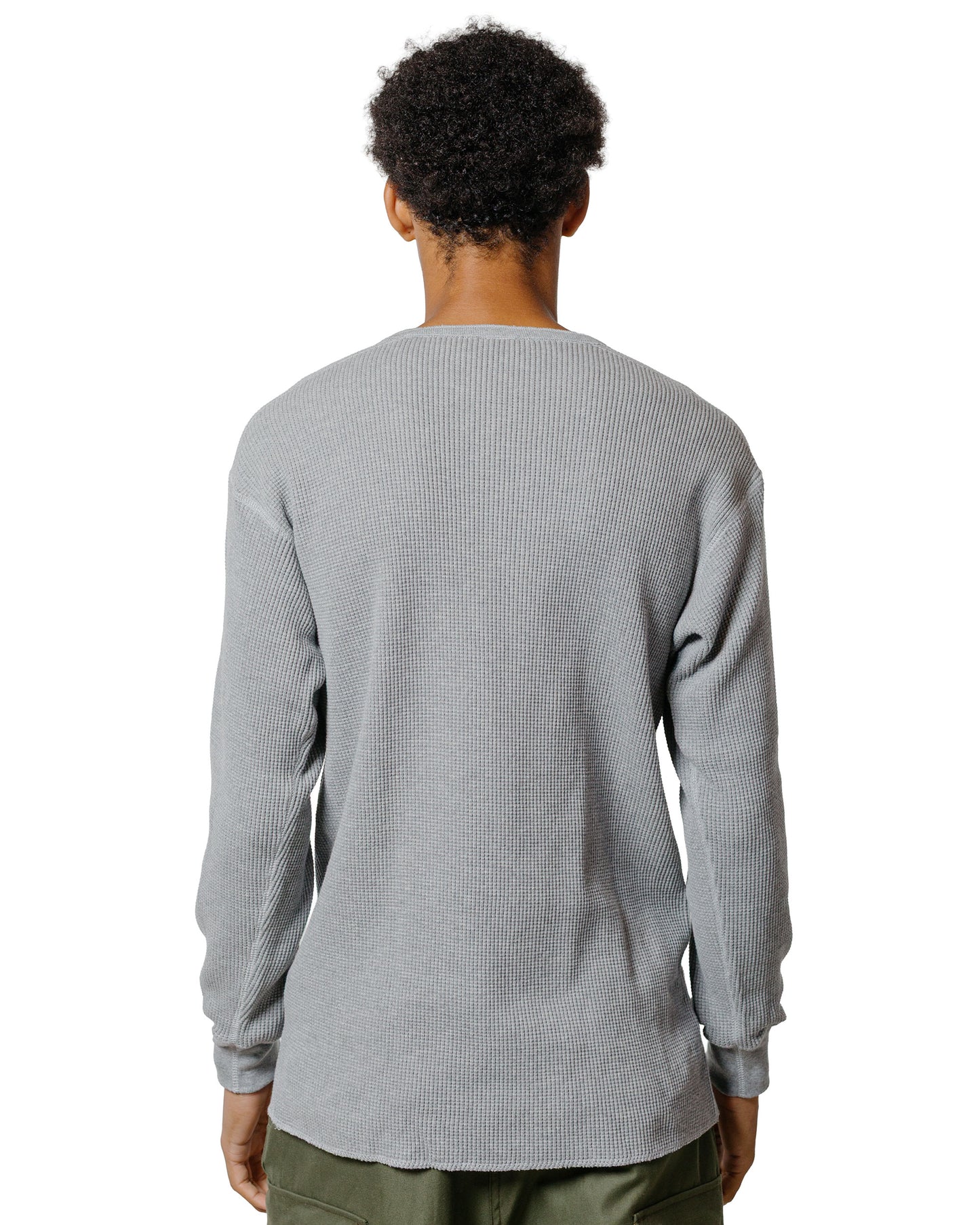 The Real McCoy's MC24122 Waffle Thermal Henley Undershirt L/S Medium Gray