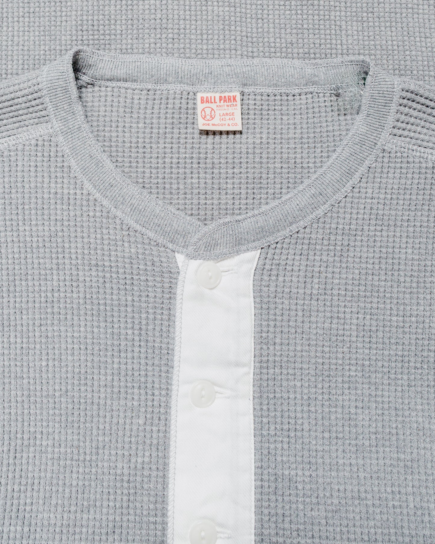 The Real McCoy's MC24122 Waffle Thermal Henley Undershirt L/S Medium Gray