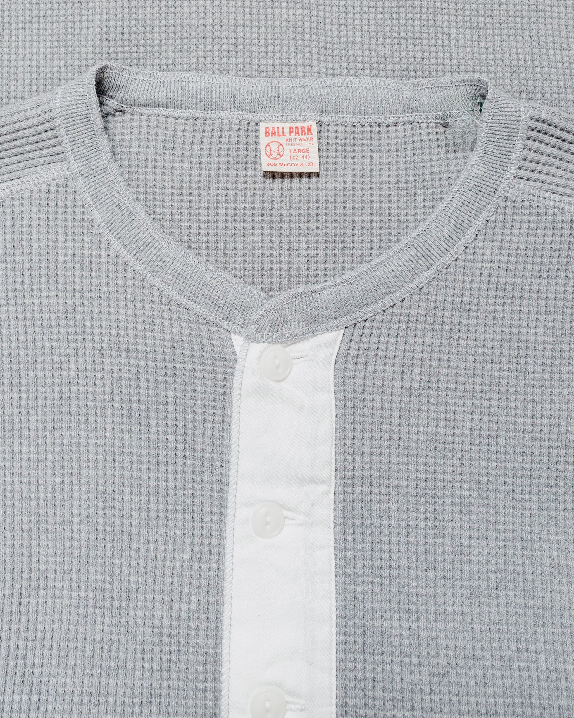 The Real McCoy's MC24122 Waffle Thermal Henley Undershirt L/S Medium Gray