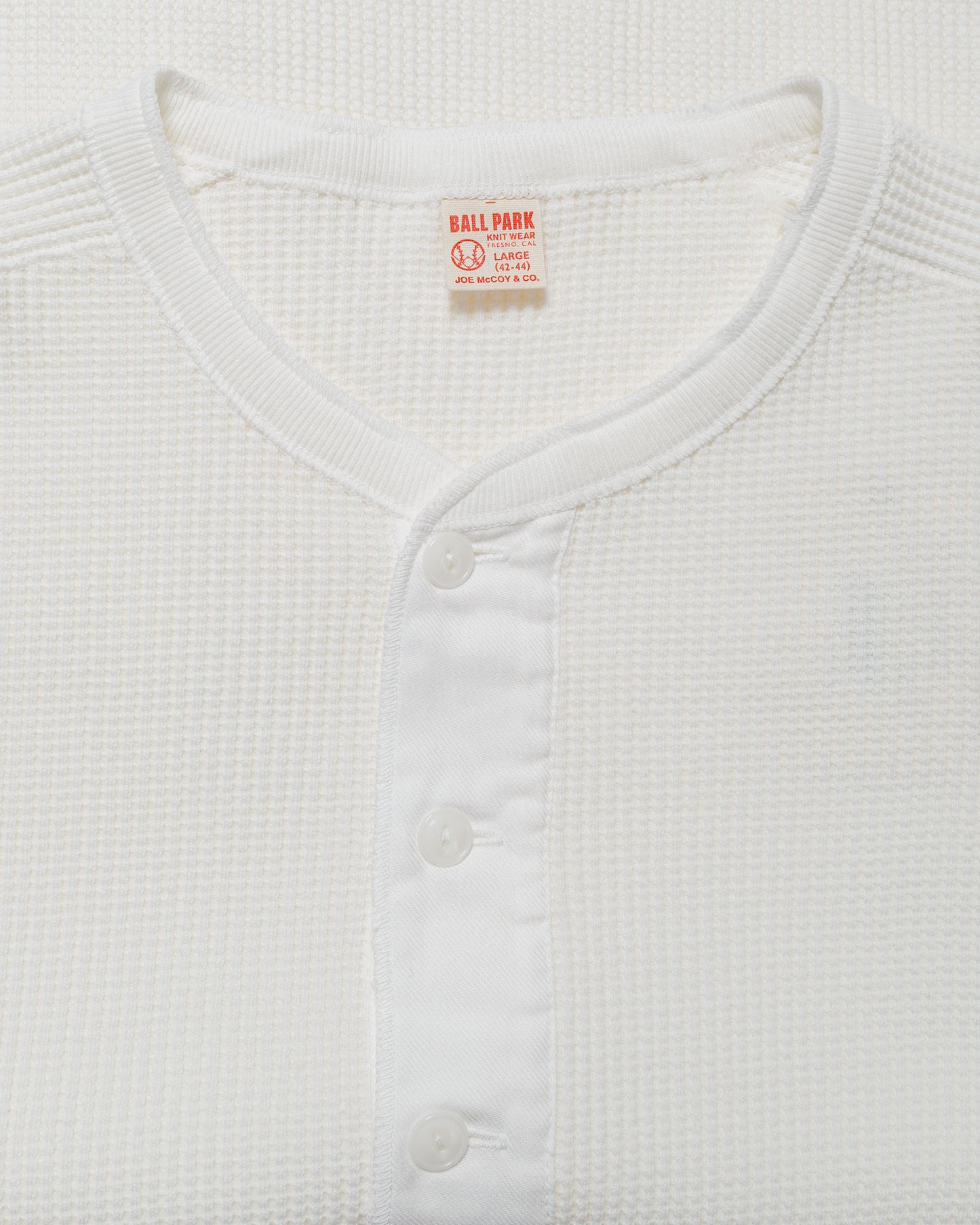 The Real McCoy's MC24122 Waffle Thermal Henley Undershirt L/S White