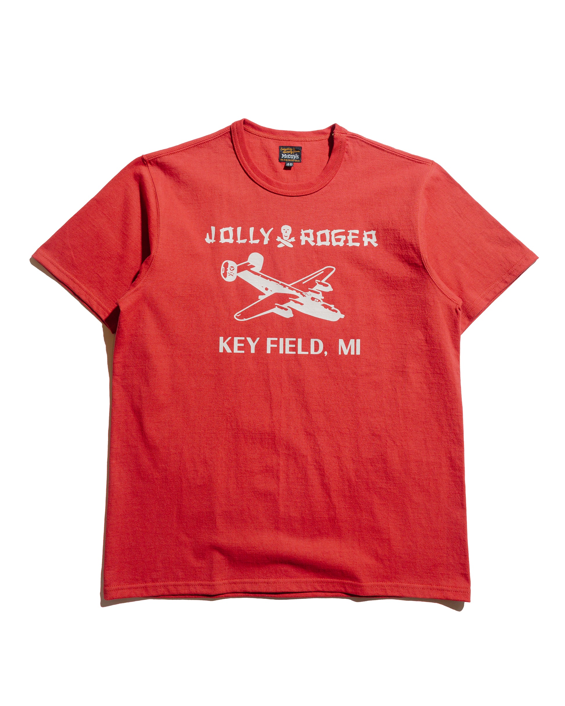 The Real McCoy's MC25003 Military Tee  Jolly Roger, Key Field Cherry