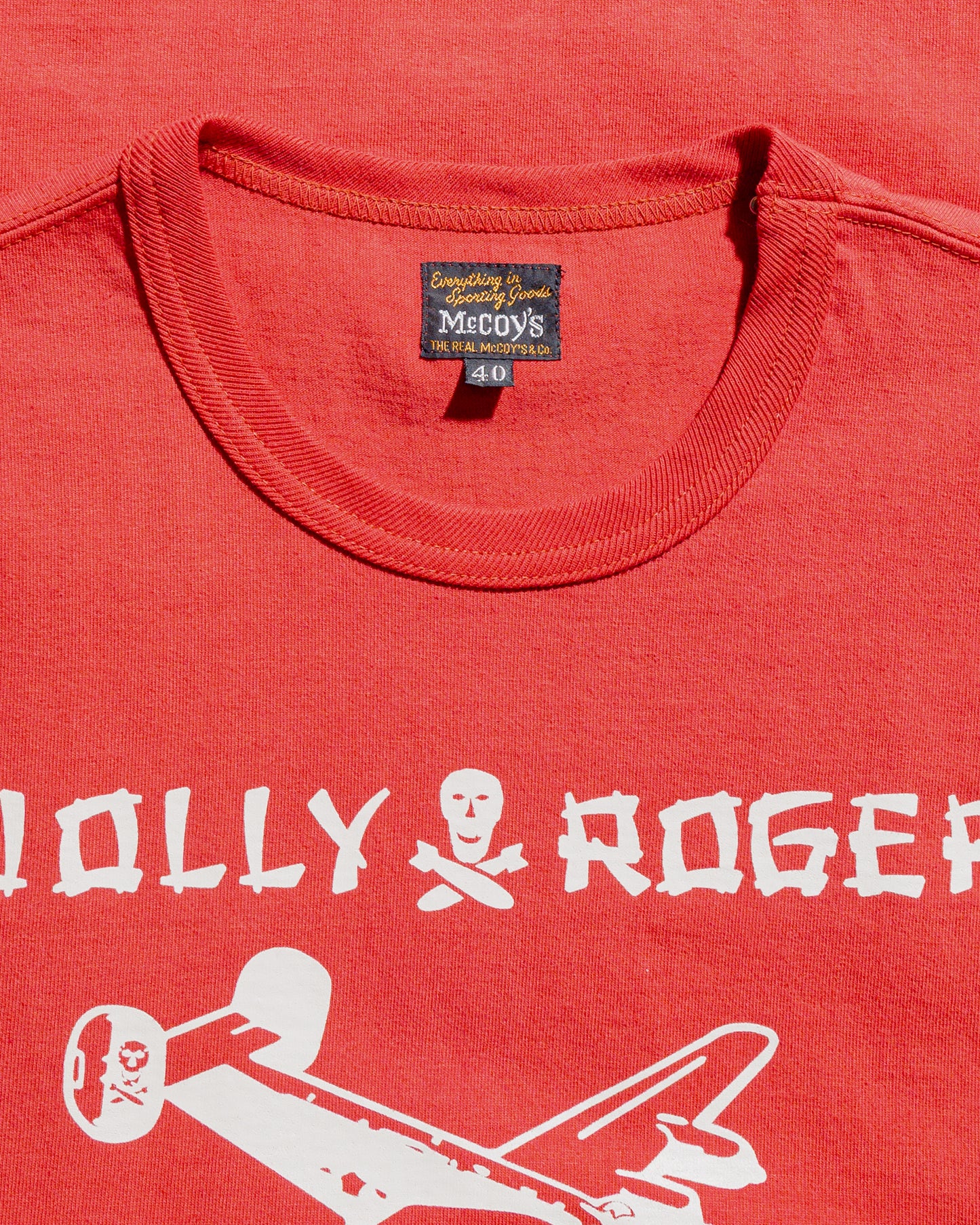 The Real McCoy's MC25003 Military Tee  Jolly Roger, Key Field Cherry