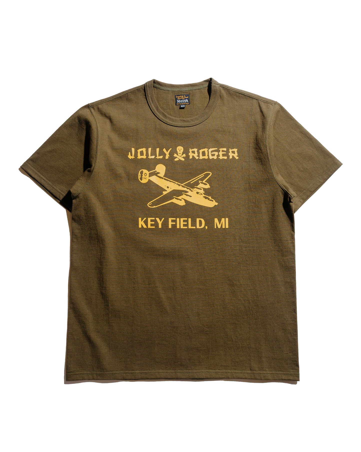 The Real McCoy's MC25003 Military Tee  Jolly Roger, Key Field Olive