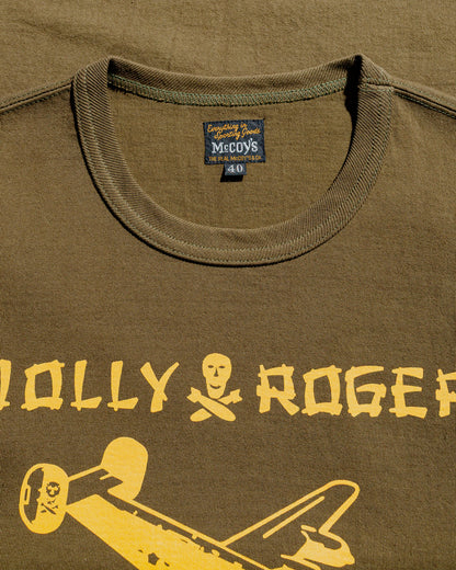 The Real McCoy's MC25003 Military Tee  Jolly Roger, Key Field Olive