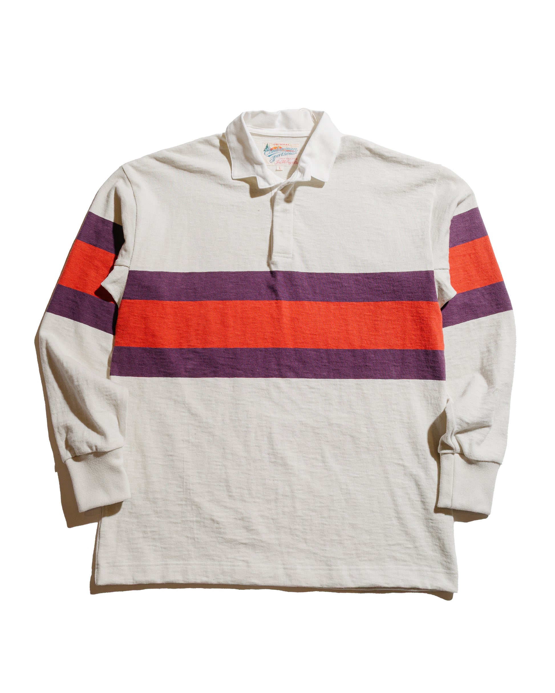 The Real McCoy's MC25013 Climbers' Striped Rugby Shirt EcruPurple