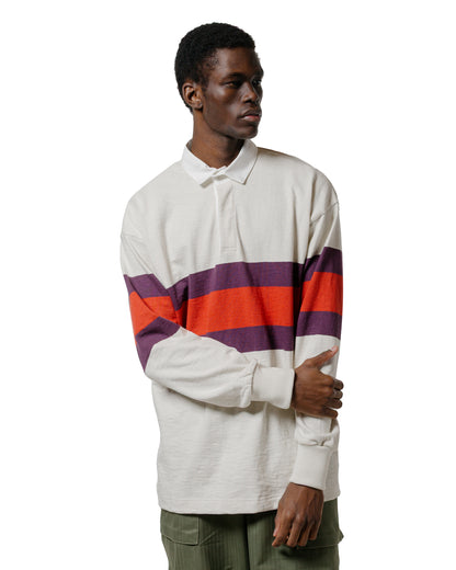 The Real McCoy's MC25013 Climbers' Striped Rugby Shirt EcruPurple