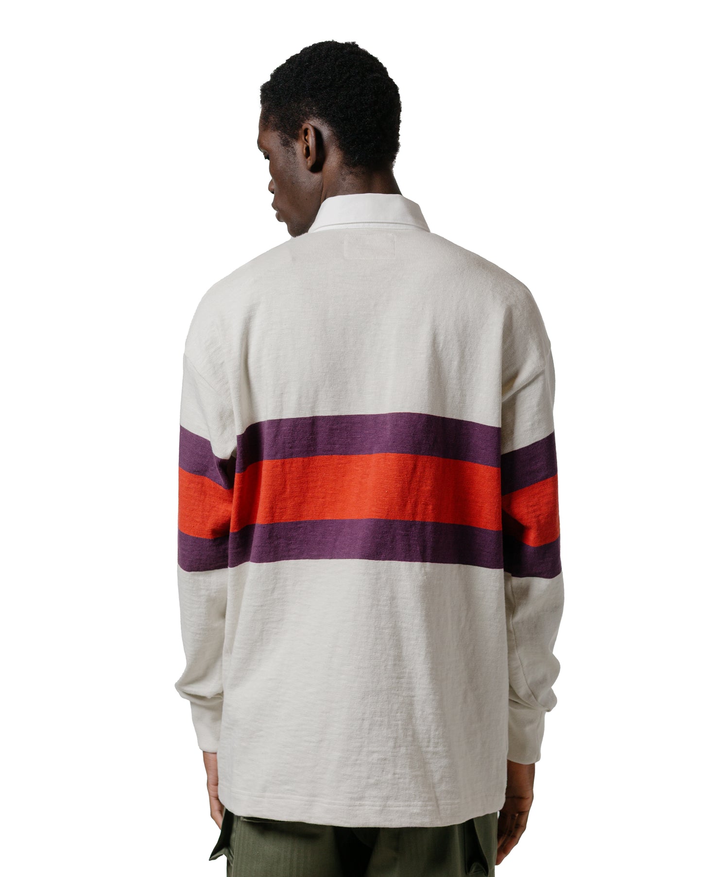 The Real McCoy's MC25013 Climbers' Striped Rugby Shirt EcruPurple