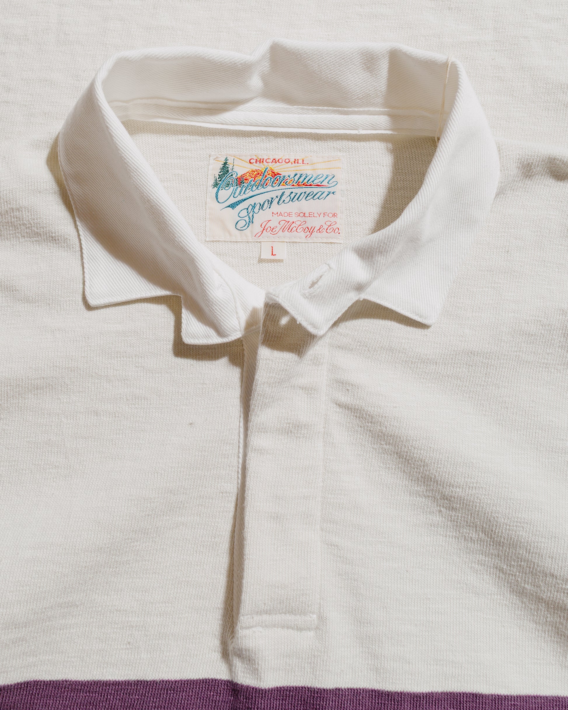 The Real McCoy's MC25013 Climbers' Striped Rugby Shirt EcruPurple