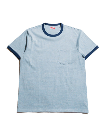 The Real McCoy's MC25014 Pocket Tee  Heather Color, Ringer Blue